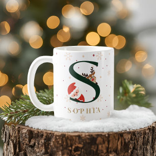 Personalisierter Weihnachtsmonogramm-S-Tasse Kaffeetasse