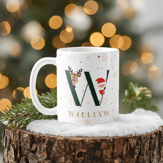 Personalisierter Weihnachtsmonogramm-W-Mug Kaffeetasse