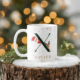 Personalisierter Weihnachtsmonogramm-X-Becher Kaffeetasse