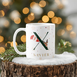Personalisierter Weihnachtsmonogramm-X-Becher Kaffeetasse