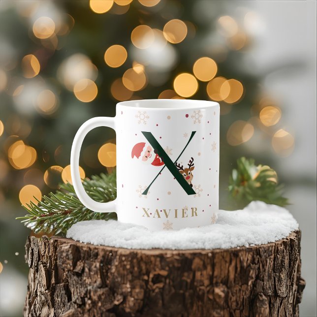 Personalisierter Weihnachtsmonogramm-X-Becher Kaffeetasse (Von Creator hochgeladen)