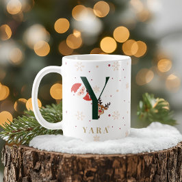 Personalisierter Weihnachtsmonogramm-Y-Becher Kaffeetasse