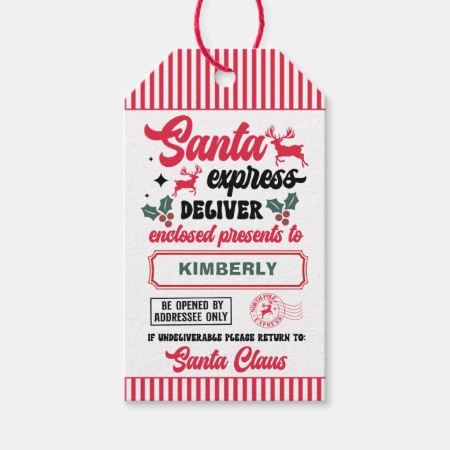 Personalisierter Weihnachtsname Geschenkanhänger (Vorderseite)