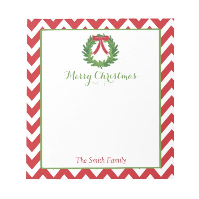 Personalisierter WeihnachtsNotepad | Holiday Wreat Notizblock (Vorderseite)