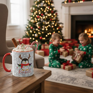 personalisierter Weihnachtspinguin  Tasse