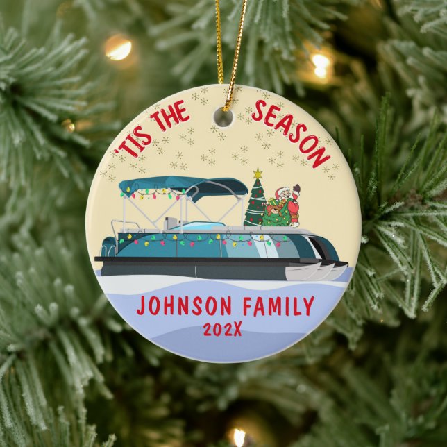 Personalisierter WeihnachtsPontoon Keramik Ornament (Baum)