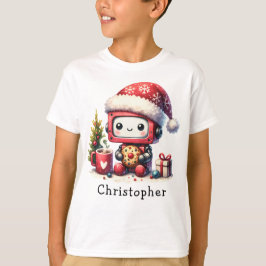 Personalisierter Weihnachtsroboter T-Shirt