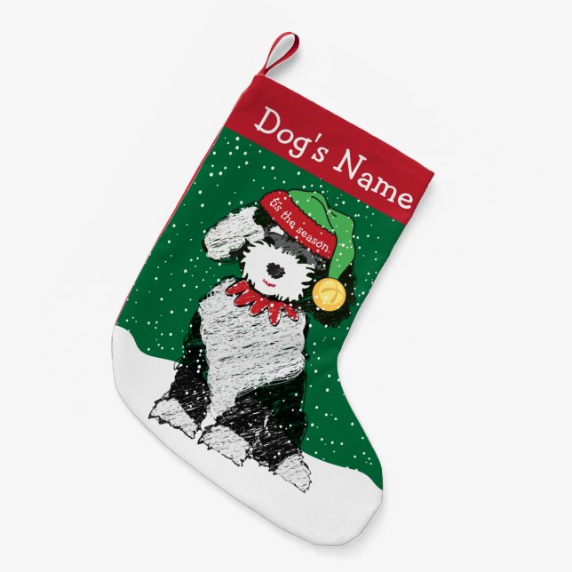 Personalisierter Weihnachtsschepadoodle Kleiner Weihnachtsstrumpf (Vorderansicht (hängend))