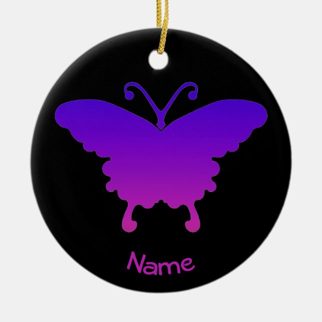 Personalisierter Weihnachtsschmetterling Cool Keramik Ornament (Vorne)