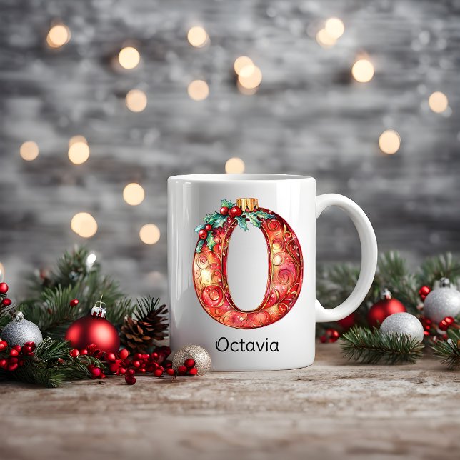 Personalisierter Weihnachtsschmuck Monogramm O Kaffeetasse (Personalized Christmas Ornament Monogram O Coffee Mug)