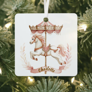 Personalisierter Weihnachtsschmuck Pink Carousel N