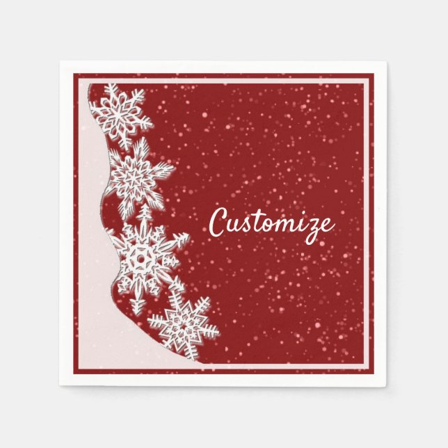 Personalisierter Weihnachtsschneeflocken Serviette (Vorderseite)