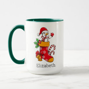 Personalisierter Weihnachtsschneemann Candy Cane K Tasse