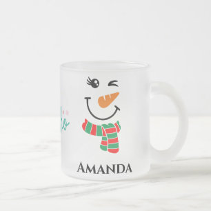 Personalisierter Weihnachtsschneemann mit hospho Mattglastasse