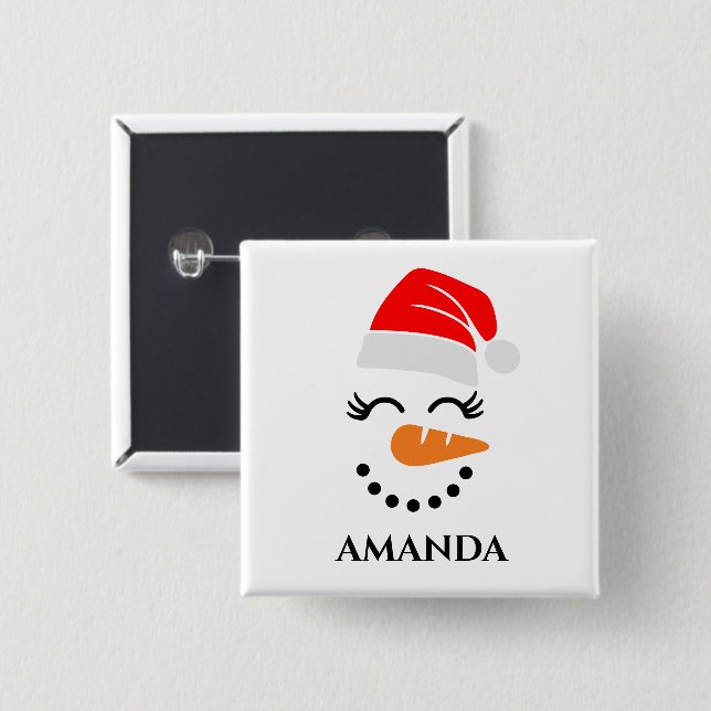 Personalisierter Weihnachtsschneemann mit individu Button (Vorne & Hinten)