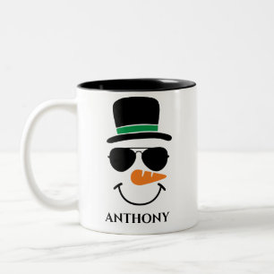 Personalisierter Weihnachtsschneemann mit individu Zweifarbige Tasse