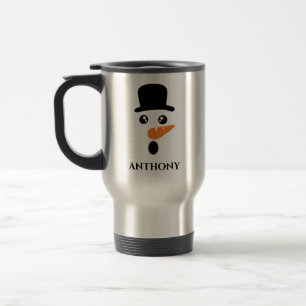 Personalisierter Weihnachtsschneemann mit Mütze Reisebecher