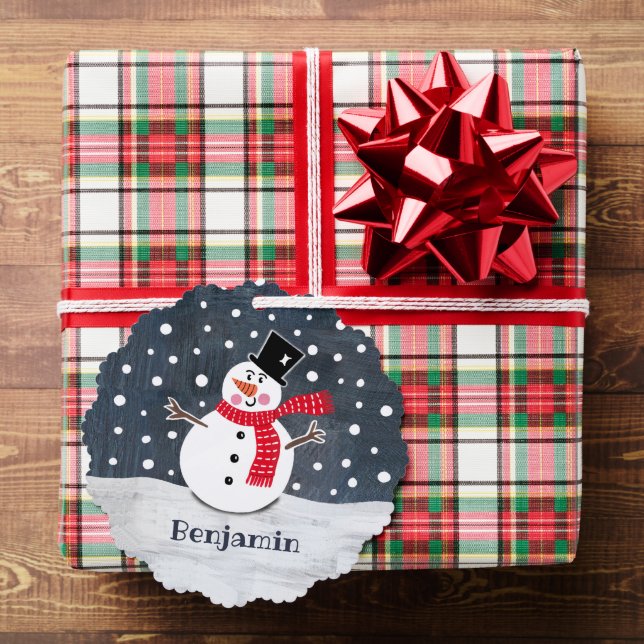 Personalisierter Weihnachtsschneemann Ornament Karte (Insitu (Geschenk))