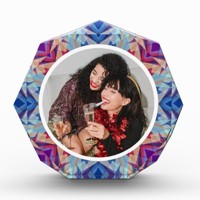 Personalisierter Weihnachtsstar Jolly Blue Red Lil Fotoblock (Vorderseite)