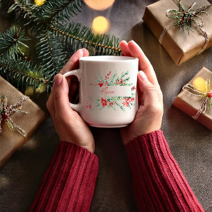Personalisierter Weihnachtsstern und Grün-Weihnach Kaffeetasse