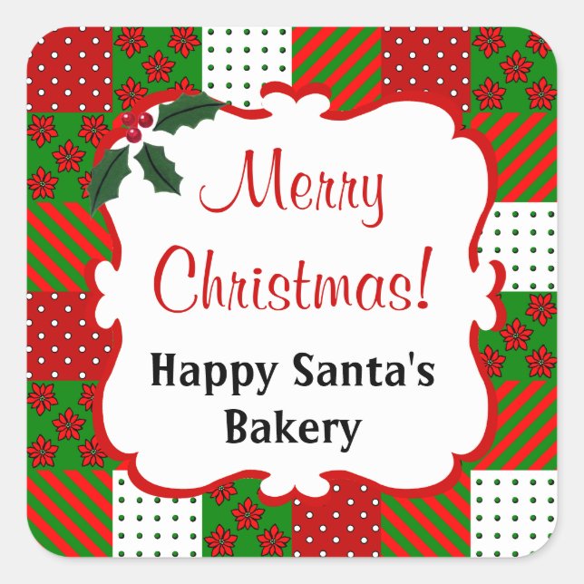 Personalisierter Weihnachtssticker Quadratischer Aufkleber (Vorderseite)