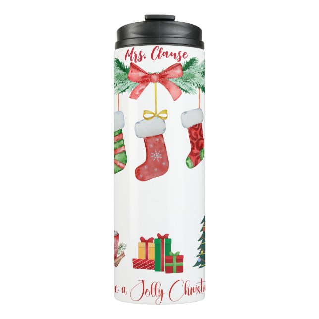 Personalisierter Weihnachtstumpfer - Festliche Str Thermosbecher (Vorderseite)
