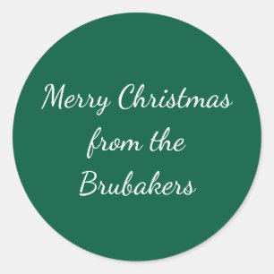 Personalisierter Weihnachtsumschlag in Jägergrün Runder Aufkleber