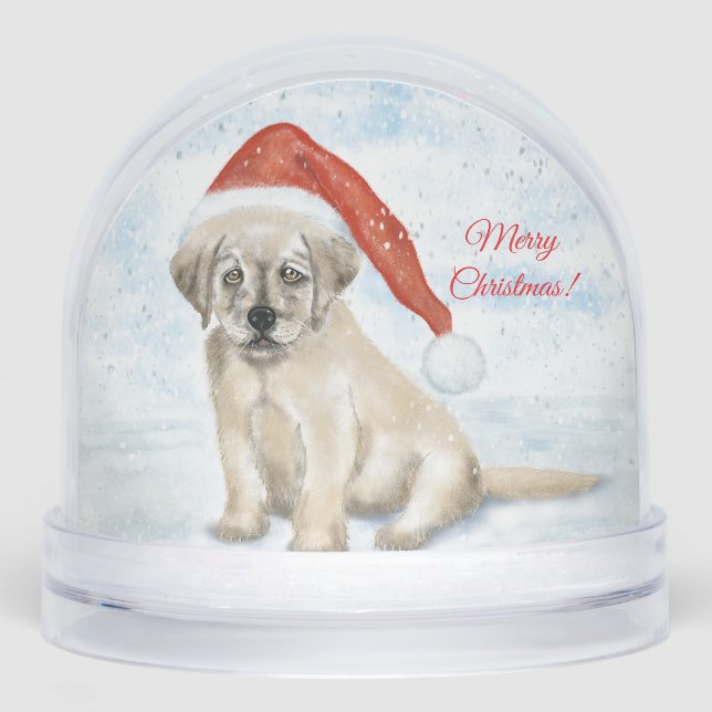"Personalisierter Weihnachtswelpen Schneekugeln (Vorderseite)