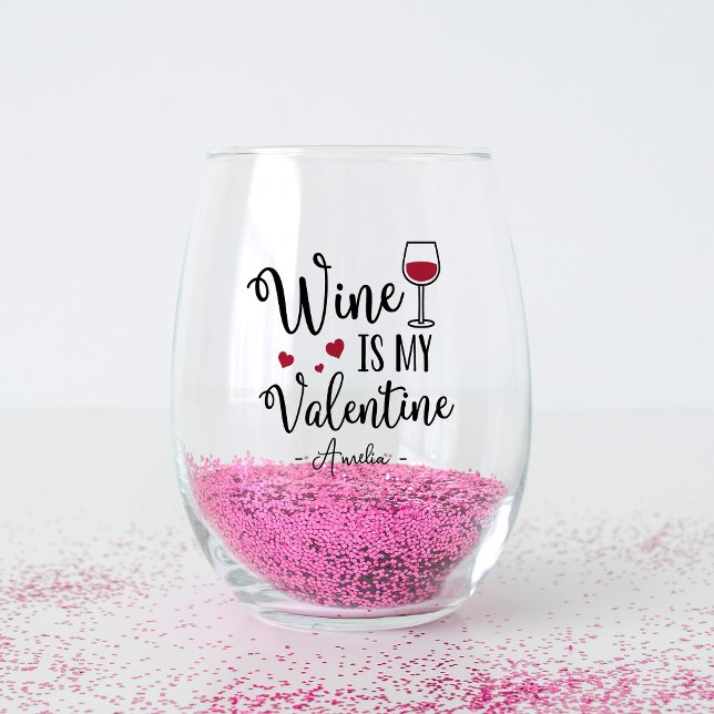 Personalisierter Wein ist mein Valentin Weinglas Ohne Stiel (Von Creator hochgeladen)