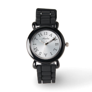 Personalisierter Weißbuchstabendial Armbanduhr
