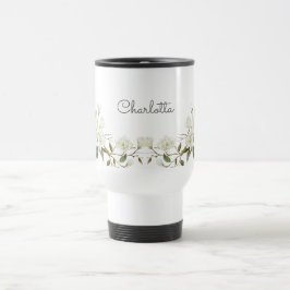 Personalisierter weißer Blumenbecher, eleganter be Reisebecher