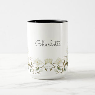 Personalisierter weißer Blumenbecher, eleganter be Tasse