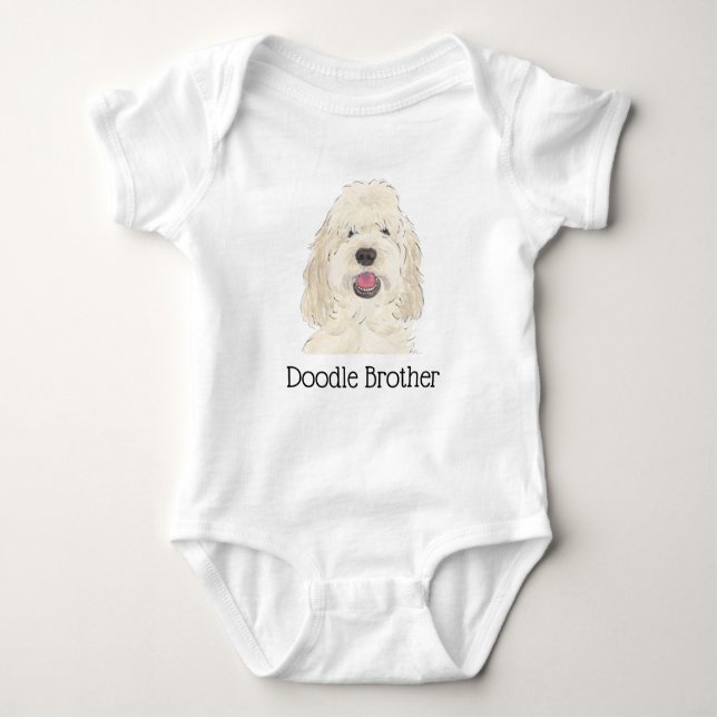 Personalisierter weißer Creme Golden Doodle Hund Baby Strampler (Vorderseite)