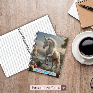 Personalisierter Weißer Einhorn Blumenstrom Notizbuch