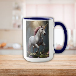 Personalisierter Weißer Einhornwald Tasse