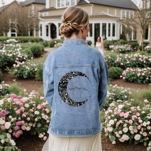 Personalisierter Weißer Halbmond Jeansjacke (Hochzeit Rückseite)