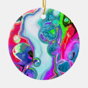 Personalisierter weißer Marmorfluss Digital Fluid  Keramik Ornament