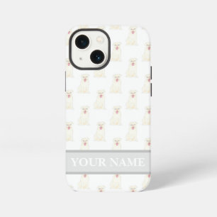 Personalisierter weißer Mops iPhone 13 Mini Hülle