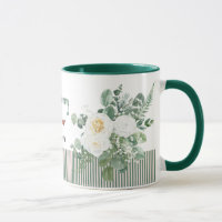 Personalisierter weißer Rosen-Blumenbecher, elegan
