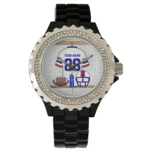 Personalisierter weißer roter blauer Fußball Armbanduhr