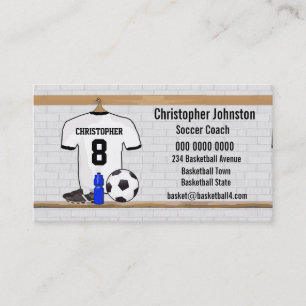 Personalisierter weißer schwarzer Fußball-Fußba Visitenkarte