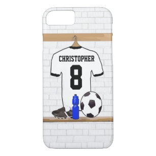 Personalisierter weißer schwarzer Fußball-Fußball Case-Mate iPhone Hülle