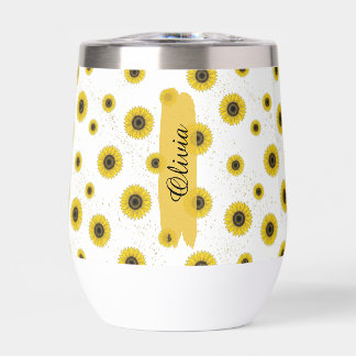 Personalisierter weißer Sonnenblumen-Muster 11oz B