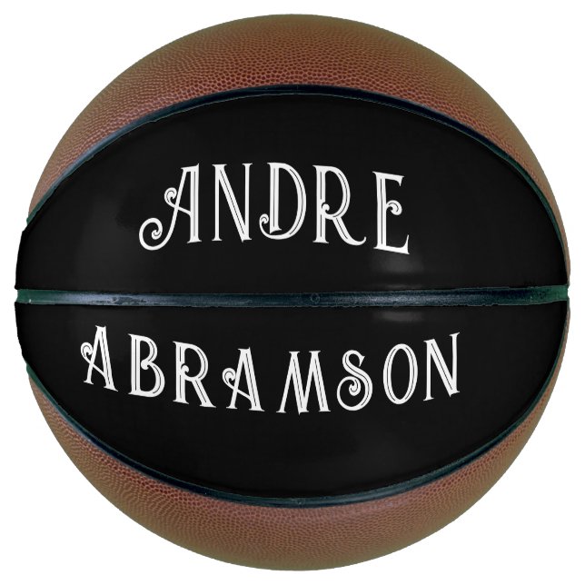 Personalisierter weißer Typ auf schwarz Basketball (Vorderseite)