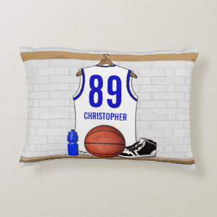 Personalisierter weißer und blauer Basketball Dekokissen