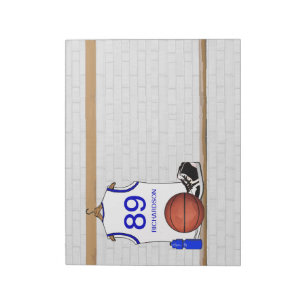 Personalisierter weißer und blauer Basketball Notizblock