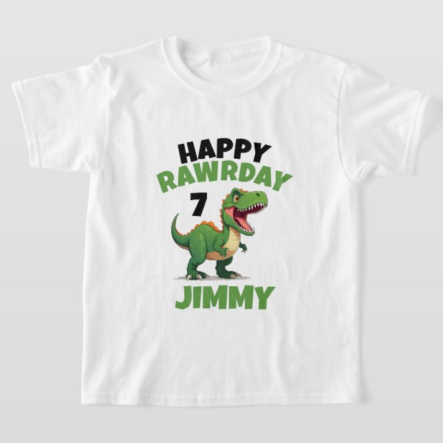 Personalisierter weißer und grüner Rohkid Trex Geb T-Shirt (Ablage )