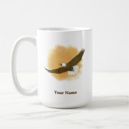 Personalisierter Weißkopfseeadler mit orangefarben Kaffeetasse