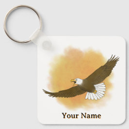 Personalisierter Weißkopfseeadler Orange Hintergru Schlüsselanhänger