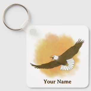 Personalisierter Weißkopfseeadler Orange Hintergru Schlüsselanhänger